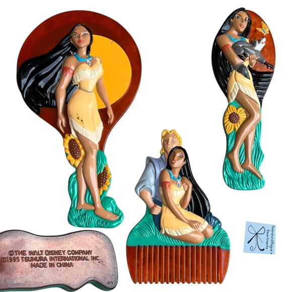 Disney Pocahontas 1995 Beautiful Maiden Vanity 3-PC Set Toys - Picture 1 of 8